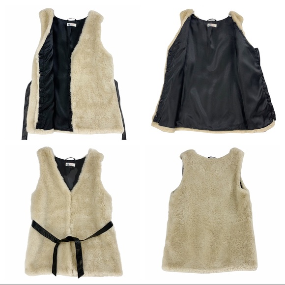 H&M Super Soft Faux Fur Tie Belt Waist Vest - Picture 3 of 14